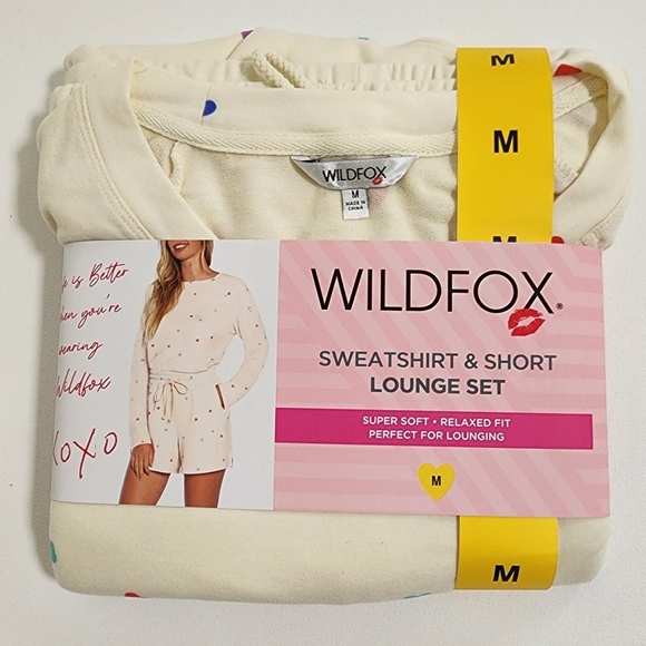 Wildfox Relaxed Fit Super Soft Sweatshirt And Short Lounge Pajama Set M L 2XL - Picture 8 of 16